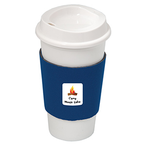 DA7437
	-NYC PLASTIC CUP WITH NEOPRENE SLEEVE
	-White cup with Royal Blue sleeve